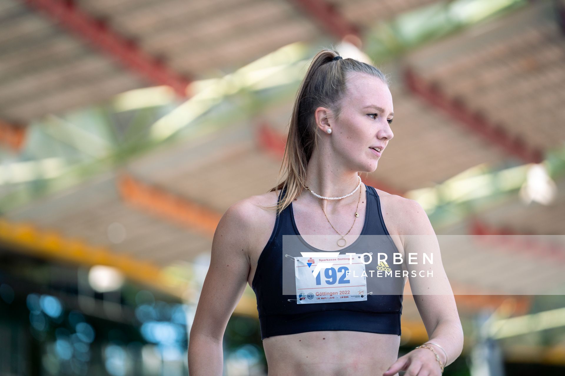 Kira Wittmann (LG Goettingen) im Dreisprung am 02.07.2022 waehrend den NLV+BLV Leichtathletik-Landesmeisterschaften im Jahnstadion in Goettingen (Tag 1)
